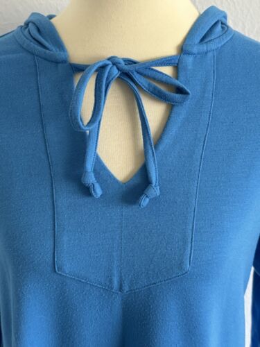 Soft Surroundings Blue Long Sleeve Oversized Lightweight Pull Over Hoodie Size S - Picture 2 of 14