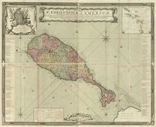 20" x 24" 1753 Map Of The Island Of St. Christopher In America
