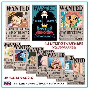 10 One Piece Wanted Posters Straw Hat Pirates Full Crew Luffy Zoro Nami Jinbe Ebay