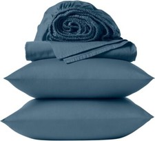 Full Organic Cotton Sateen Sheet Set Undyed Soft GOTS Certified Bedding 4 Piece