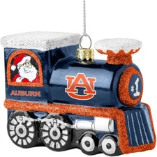 Topperscot NCAA Auburn Tigers Blown Glass Santa Train Ornament