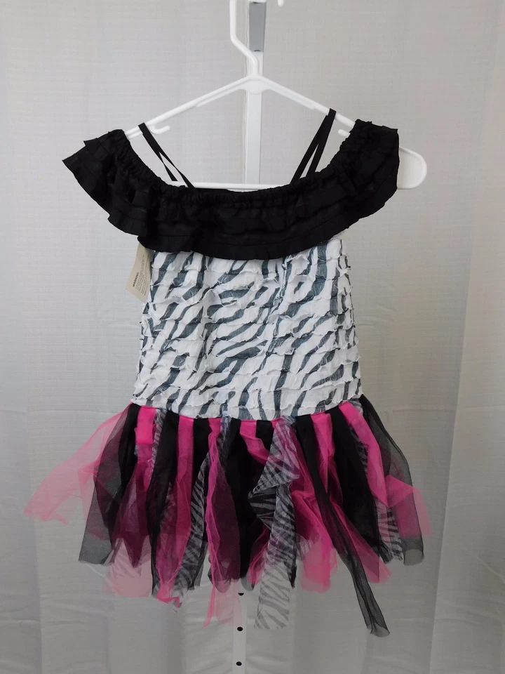 Totally Ghoul Niña Cebra Vestir Halloween Disfraz Tutú Vestido 4-6 Pequeño #5140 Foto 2 de 4
