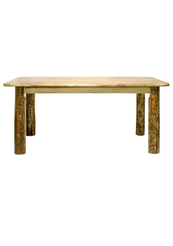 MESA DE COMEDOR AMISH LOG 6 pies Mesas de cocina Cuatro postes de pino macizo Foto 3 de 4