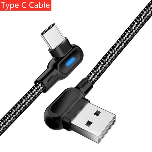 90 Degree Angle USB to Type-C Micro USB Charger Cable Fast Charging Sync Cord - Bild 9 von 13