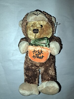 Halloween Beanie Bear Monkey Costumed Trick Or Treat Bear 2008 NEW Plushland