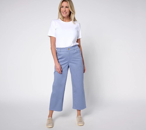 Denim & Co. EasyWear Pantalones Cortos de Sarga con Bolsillos-A633289 Mujer Nuevos - Imagen 3 de 8