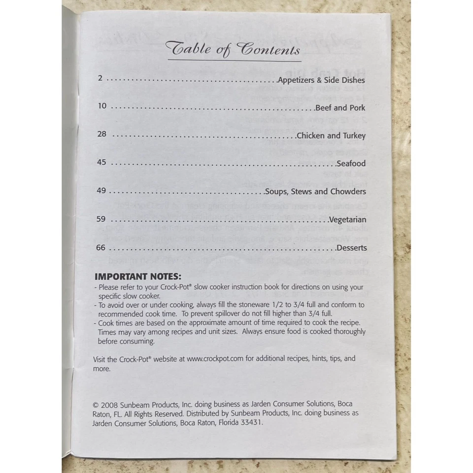 Crockpot Cookbook Slow Cooker Recipes Booklet 2008 Crock Pot - Image 2 of 4