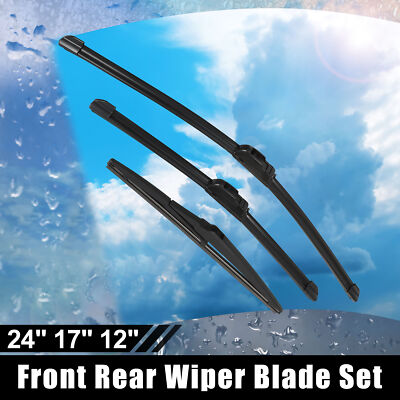 3pcs 24'' 17'' 12'' Front & Rear Windshield Wiper Blades for Toyota RAV4 2006-2012