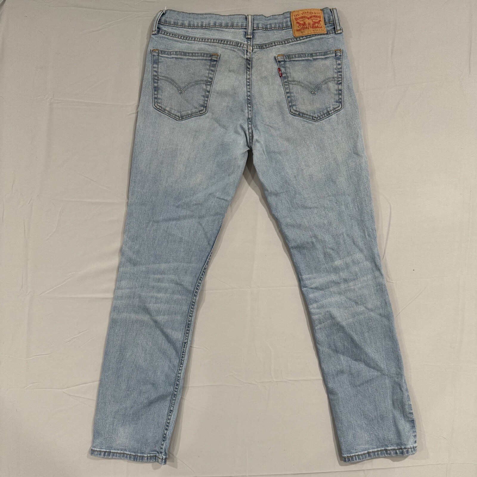 Levis 511 Jeans Men 34x32 Slim Straight Whiskering Fading Light Wash Denim Pants