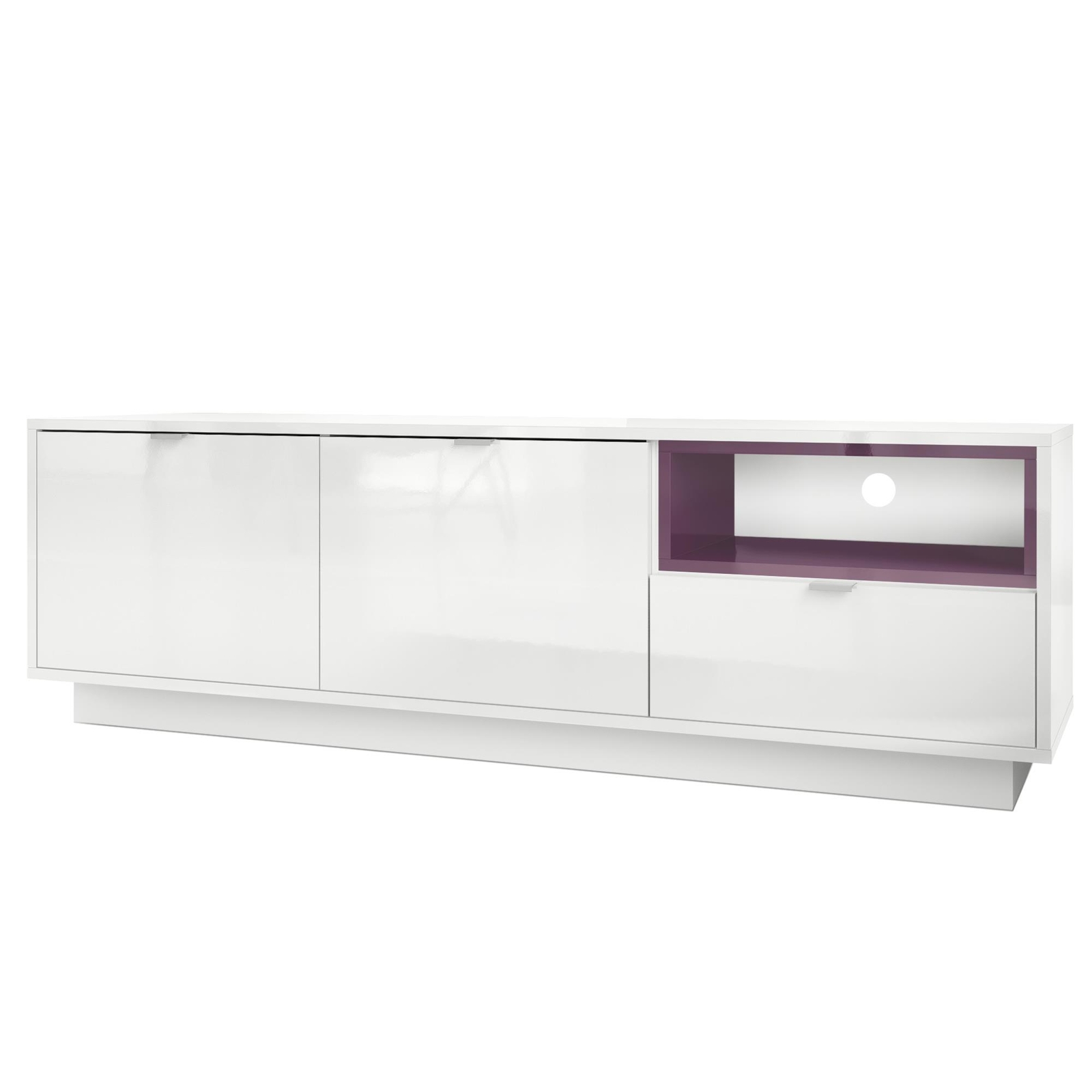 TV Lowboard mesa mesa de televisión base inferior Metro - blanco brillo alto