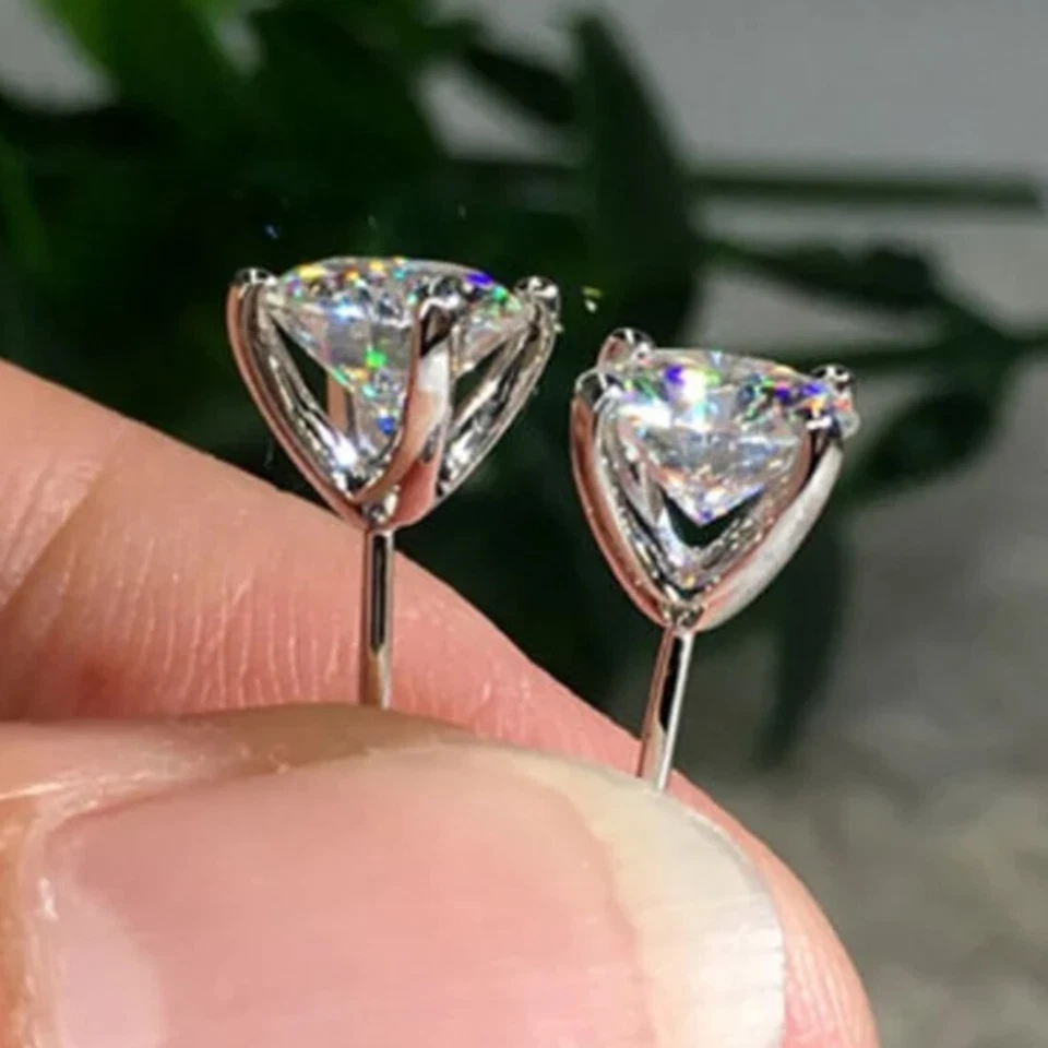 Сертифицированные обработанные не совсем белые бриллиантовые шпильки 4,80 карата серебро 925 пробы отличный блеск - Изображение 2 из 4