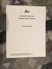 DBX Model 1bx Series 2 Dynamic-range Extender Manuale utente/utente *Originale*