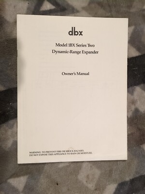 DBX Model 1bx Series 2 Dynamic-range Extender Owner/User Manual *Original*