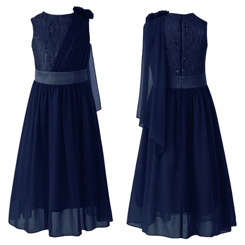Kids Girl One-Shoulder Flower Dress Chiffon Prom Ball Party Pageant Gowns Outfit - Picture 70 of 72