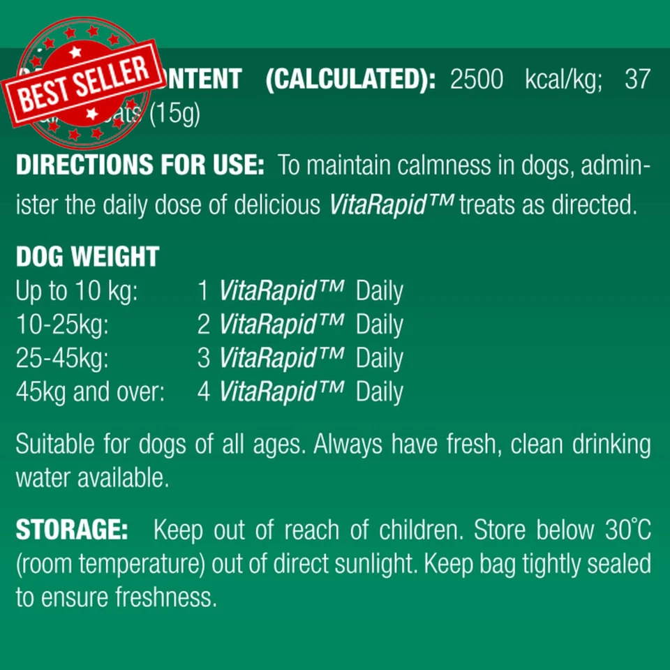 Vitarapid Calming Relax Anxiety Storms Tranquil Daily Treats for Dogs 210 G - image 4 of 4
