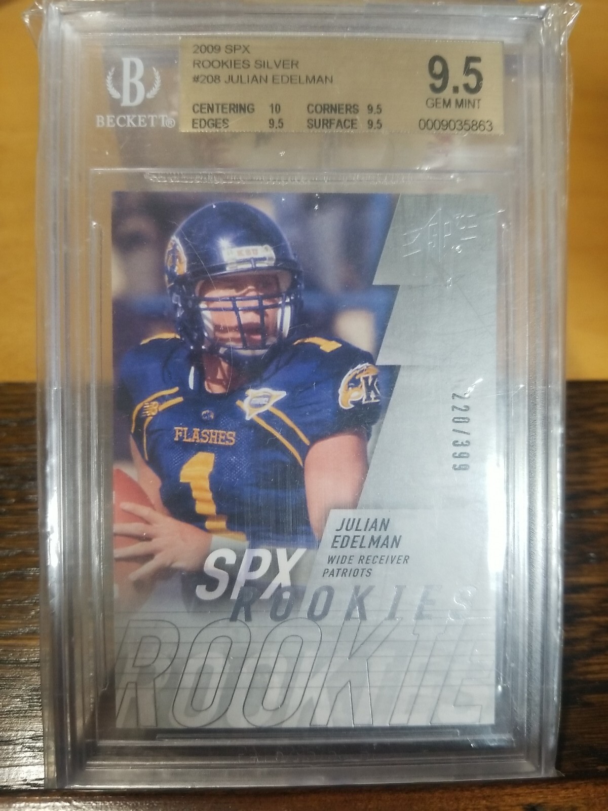 2009 SPX Rookies Silver Julian Edelman #208 #rd 220 of 399 Graded BGS 9.5 Gem Mt
