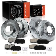 Drilled Brake Rotors & Brake Pads for Toyota 4Runner Lexus GX460 Front & Rear