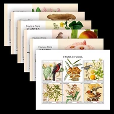 Fauna Flora Birds Orchids Mushrooms MNH Stamps 2023 Guinea-Bissau M/S + 5 S/S