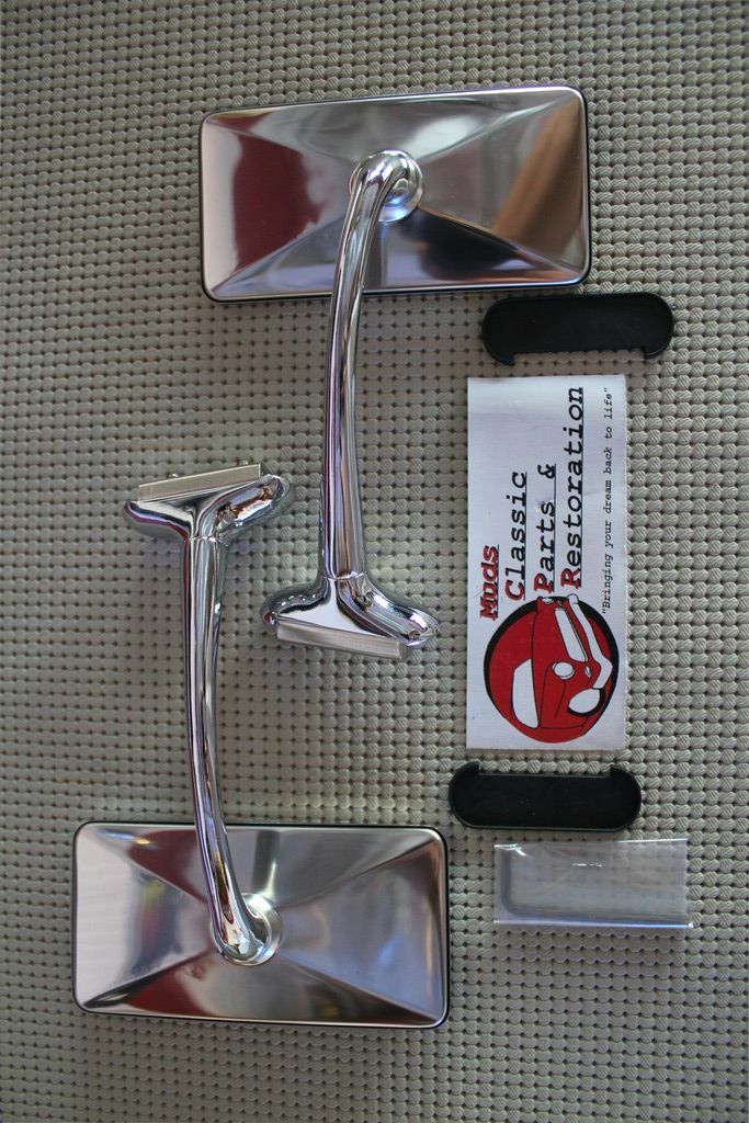 Single Rectangle Long Arm Peep Mirror - Polished Stainless, Hot Rod & Custom Fit - View #3