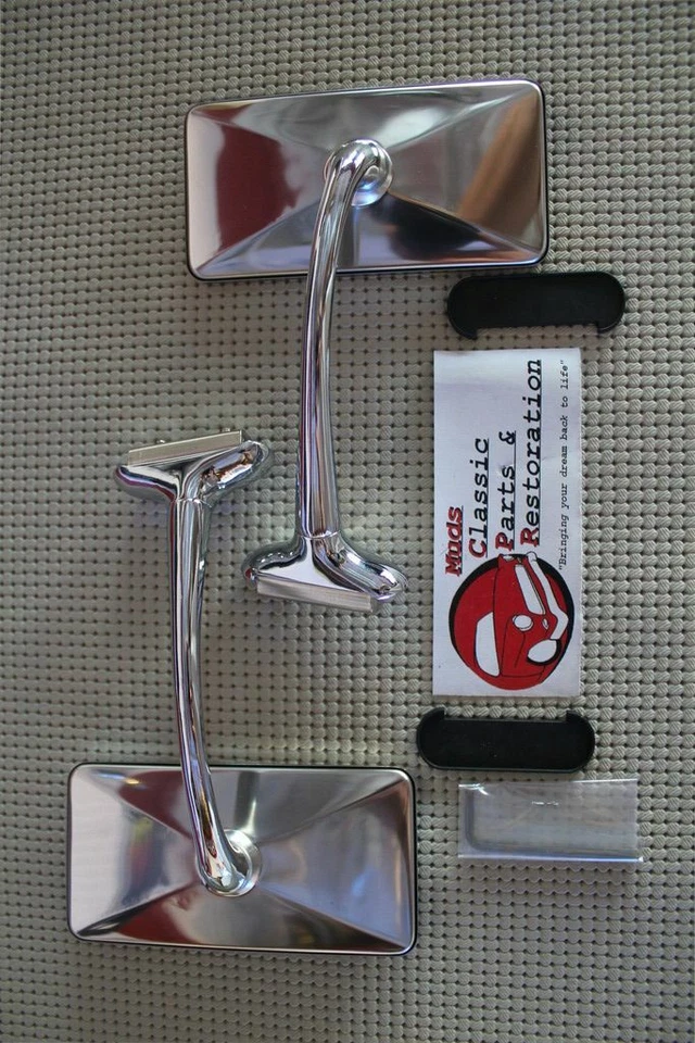 Espejos retrovisores rectangulares exteriores Hot Rat Street Rod personalizados brazo curvo largo vintage Foto 2 de 4