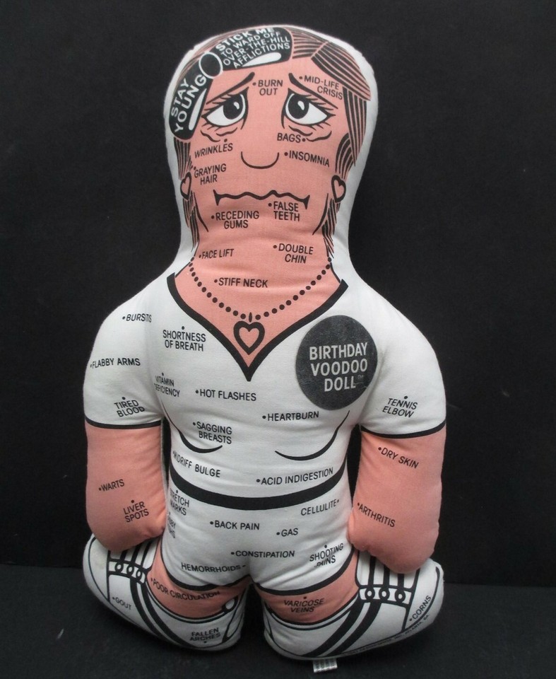 Genuine 1980s kitschy 'Over the Hill' voodoo doll birthday gag — a time-capsule novelty you can't buy new anymore.