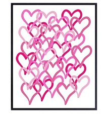 Heart Art Baby Nursery Decor - Pink Room Decor for Infants, Toddlers, Kids -