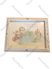 Vintage 1985 Homco Framed Wall Art Children Religious Nursery Home Decor