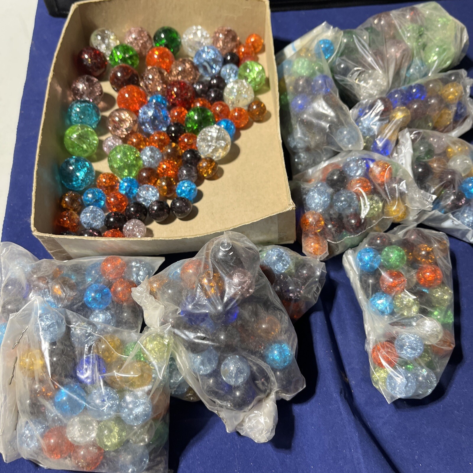 VINTAGE ~ Crackle Glass Marbles ~ Fractured Glass ~  Assorted ~ 5 lbs