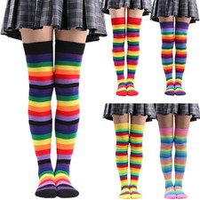 Striped Socks Over The Knee Socks Long Tube Socks Thigh Socks Rainbow Socks