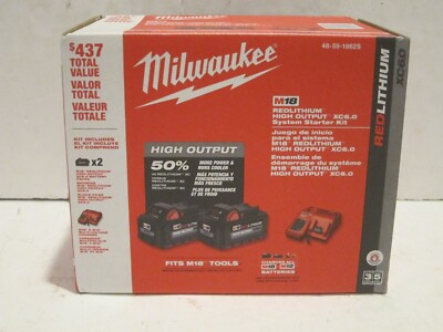 Milwaukee 48-59-1862S M18 2x Ah HIGH OUTPUT Battery Kit&Charger NISB  F/SHIP!