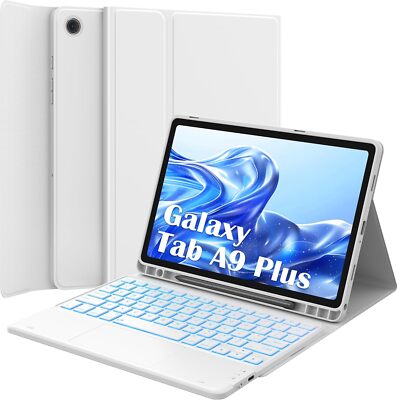 7-Color Backlit  Sta... Galaxy Tab A9 Plus Case with Keyboard  Smart Touchpad