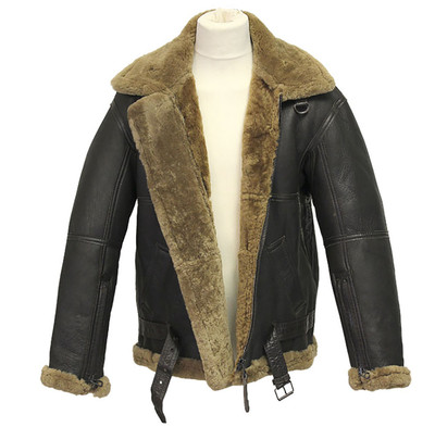 WWII Herren RAF Ingwer Schafsfell Shearling Aviator Leder