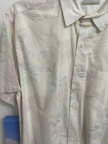 Maui Trading Company Mens LARGE Short Sleeve Hawaiian Tropical Shirt White - Picture 2 of 6