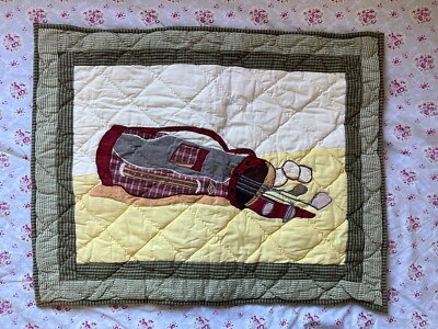 VINTAGE PATCH MAGIC PILLOW SHAM AND PILLOW COVERS GOLF BAG AND BALLS 5 TOTAL