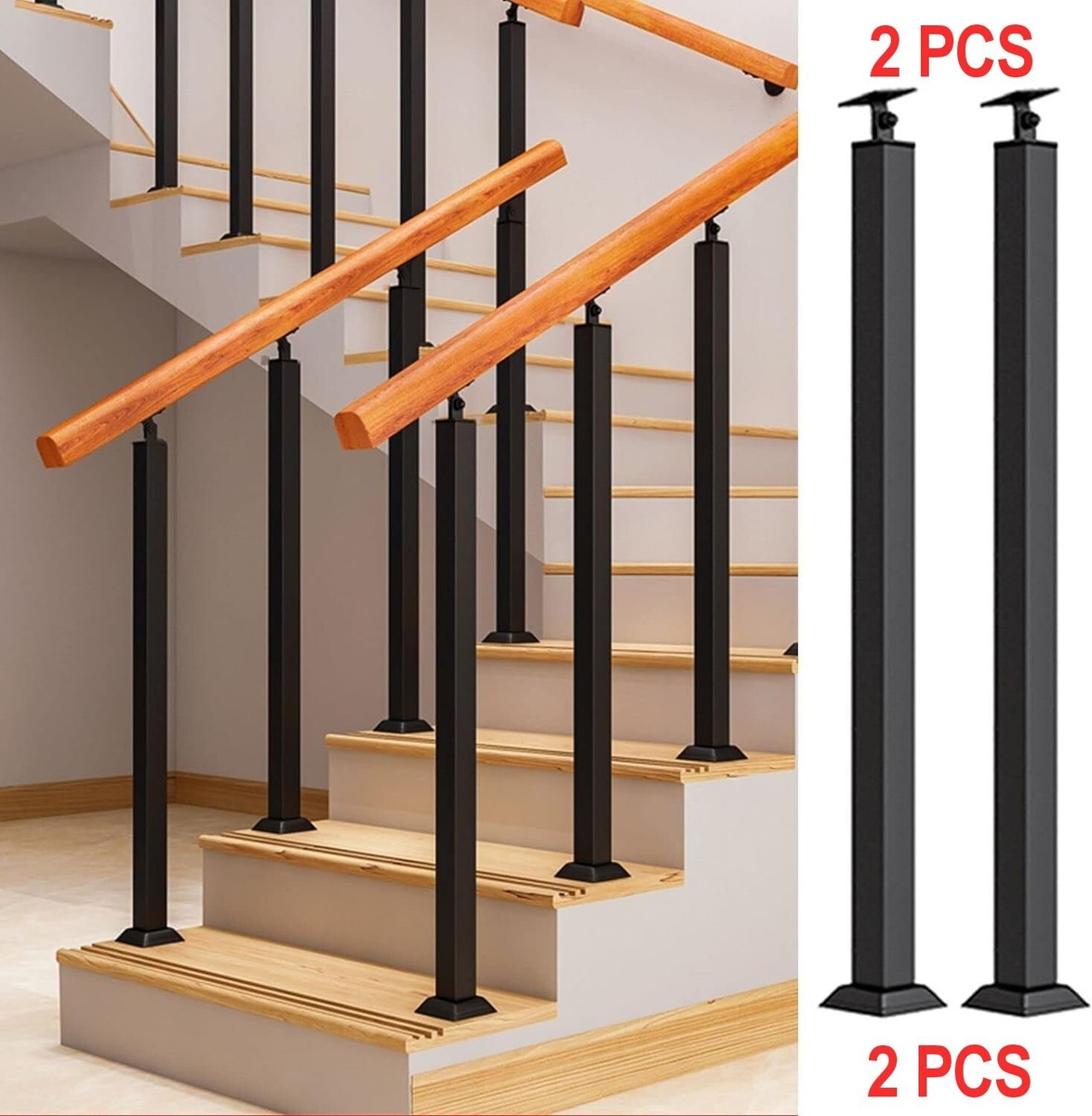 手すり てすり 手摺 Iron Square Staircase Balusters Spindle Post for Stairs Amazon.co.jp: 階段 手すり てすり 手摺り 支柱  調整可能なフラットブラケット付きブラック階段スピンドルポスト、屋内屋外ヴィラバルコニーデッキ用装飾金属フェンス手すり柱、高さ95cm (Color :  B-style, Size : 15 Pack) : DIY・工具・ガーデン