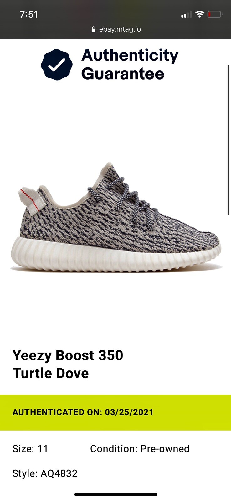 yeezy turtle dove ebay