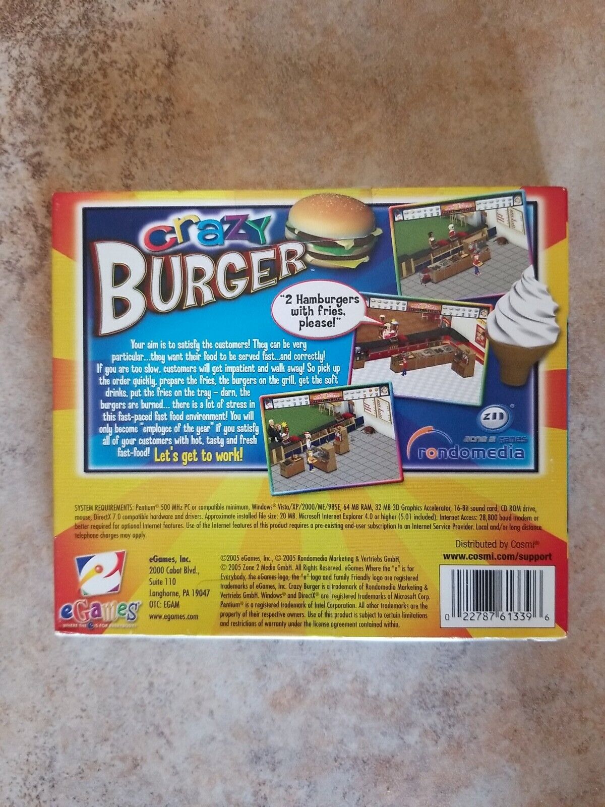 Crazy Burger Computer Games PC CD ROM Windows Restaurant Food Family  Friendly