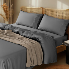 1000 Thread Count 100 Cotton King Size Sheet Set, Dark Grey, 4 Pieces