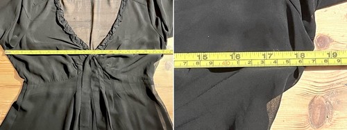 Esprit Black Sheer Top Blouse~UK 10 36 S~Frilly~Gathered Adjustable Long Sleeves - Picture 17 of 21