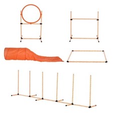 ATTREZZI AGILITY DOG SET PERCORSO COMPLETO 5 PEZZI SLALOM. OSTACOLO E TUNNEL. AR