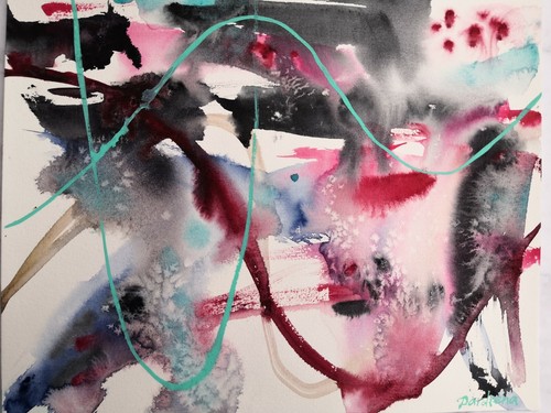 Gemälde Aquarell Malerei Bild 24x30 Kunst Abstrakt Bunt 2022 2021 Wasserfarben - Bild 3 von 12