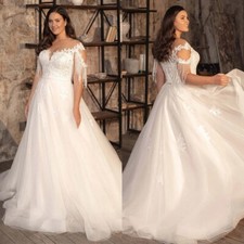Elegant A-Line Wedding Dresses O-Neck Tassel Sleeves Lace Appliques Bridal Gowns