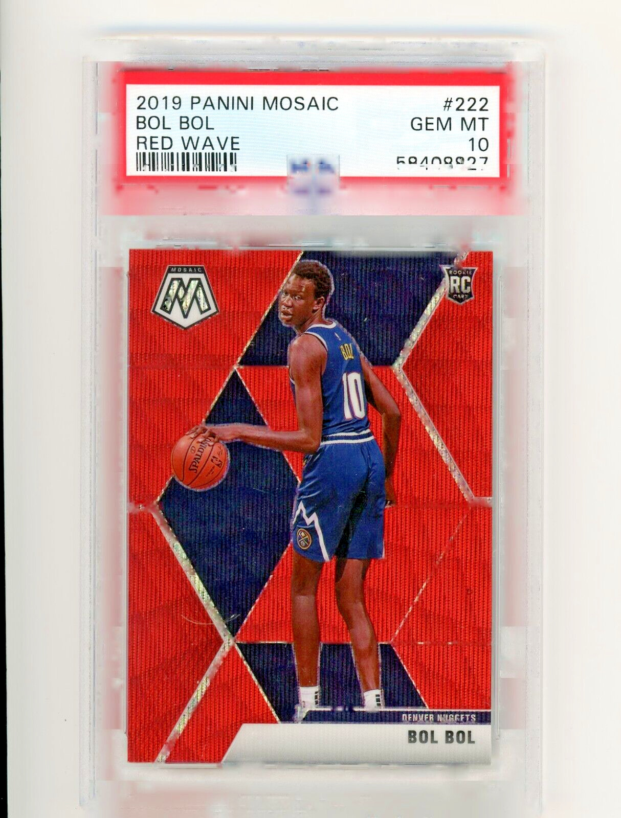 2019-20 Panini Mosaic Red Wave Prizm #222 Bol Bol RC - PSA Graded 10 GEM MT