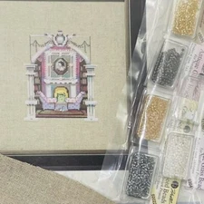 Wichelt Nora Corbett cross stitch chart Doll House The Living Room Kit linen bds