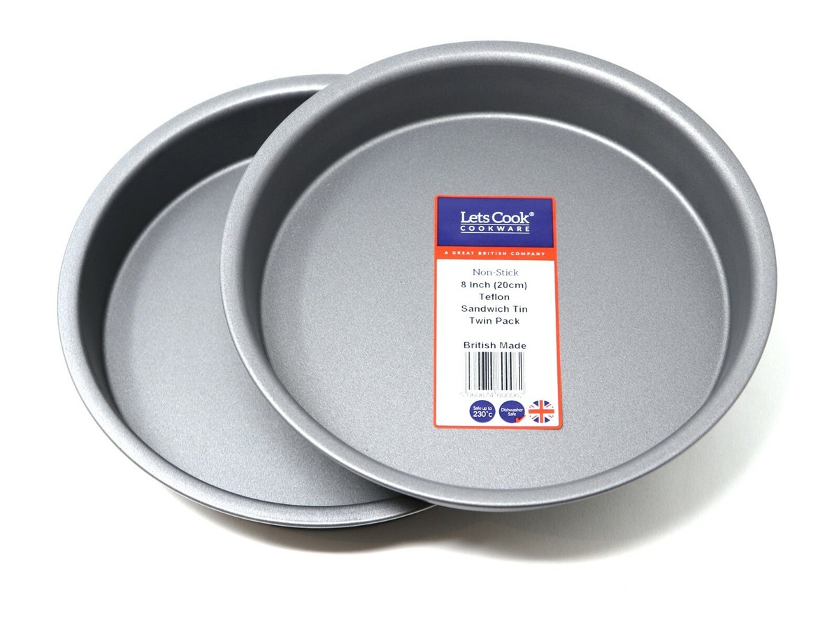 Inch Victoria Sandwich Tin Twin Pack, Fixed Base, 20cm, British Made  Teflon