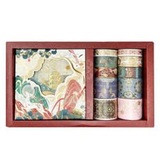 Wrapables Decorative Gold Foil Washi Tape and Sticker Set 10 Rolls  10 Sheets 