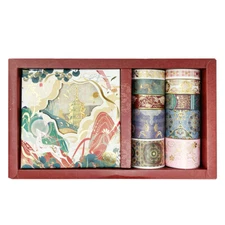 Wrapables Decorative Gold Foil Washi Tape and Sticker Set (10 Rolls & 10 Sheets)