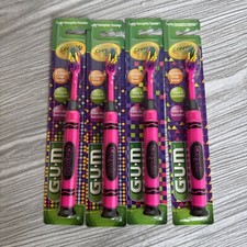 GUM Crayola Toothbrushes Purple Green Suction Cup Base ultra Soft Bristles lot 4