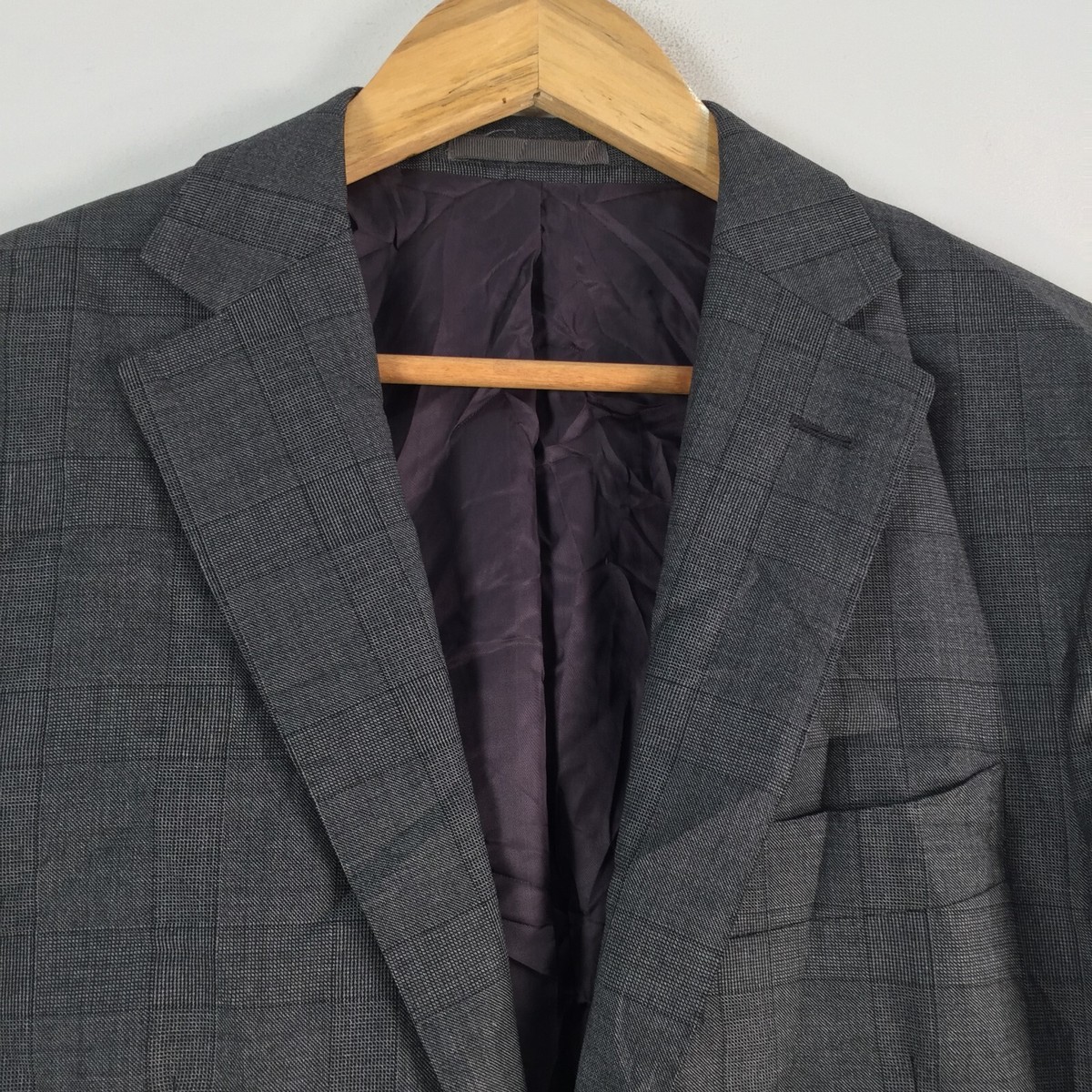 MJ Bale mens suit jacket size 40 charcoal grey check wool drop 8 