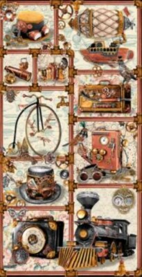 Blank Quilting - Time Travel Urban Essence Steampunk Train Quilting Fabric Panel